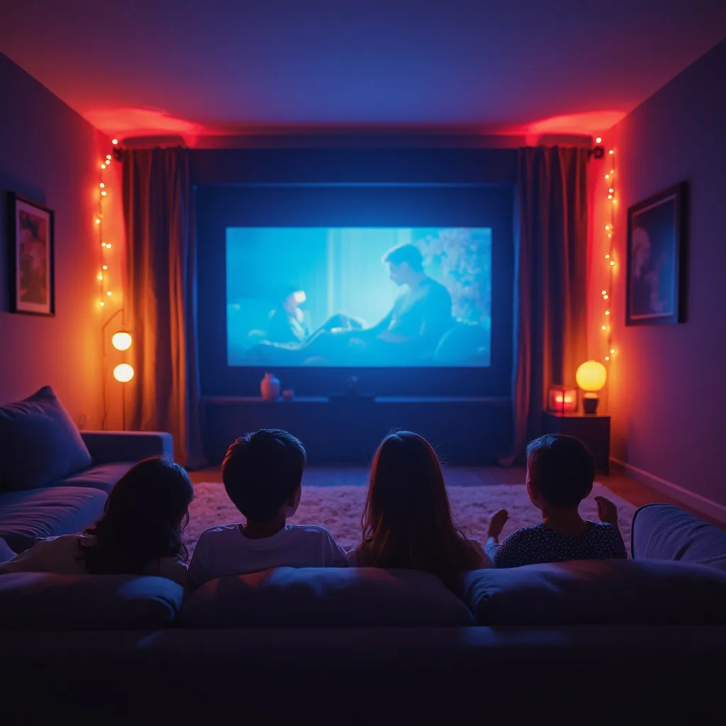 Domácí kino, filmový večer s popcornem