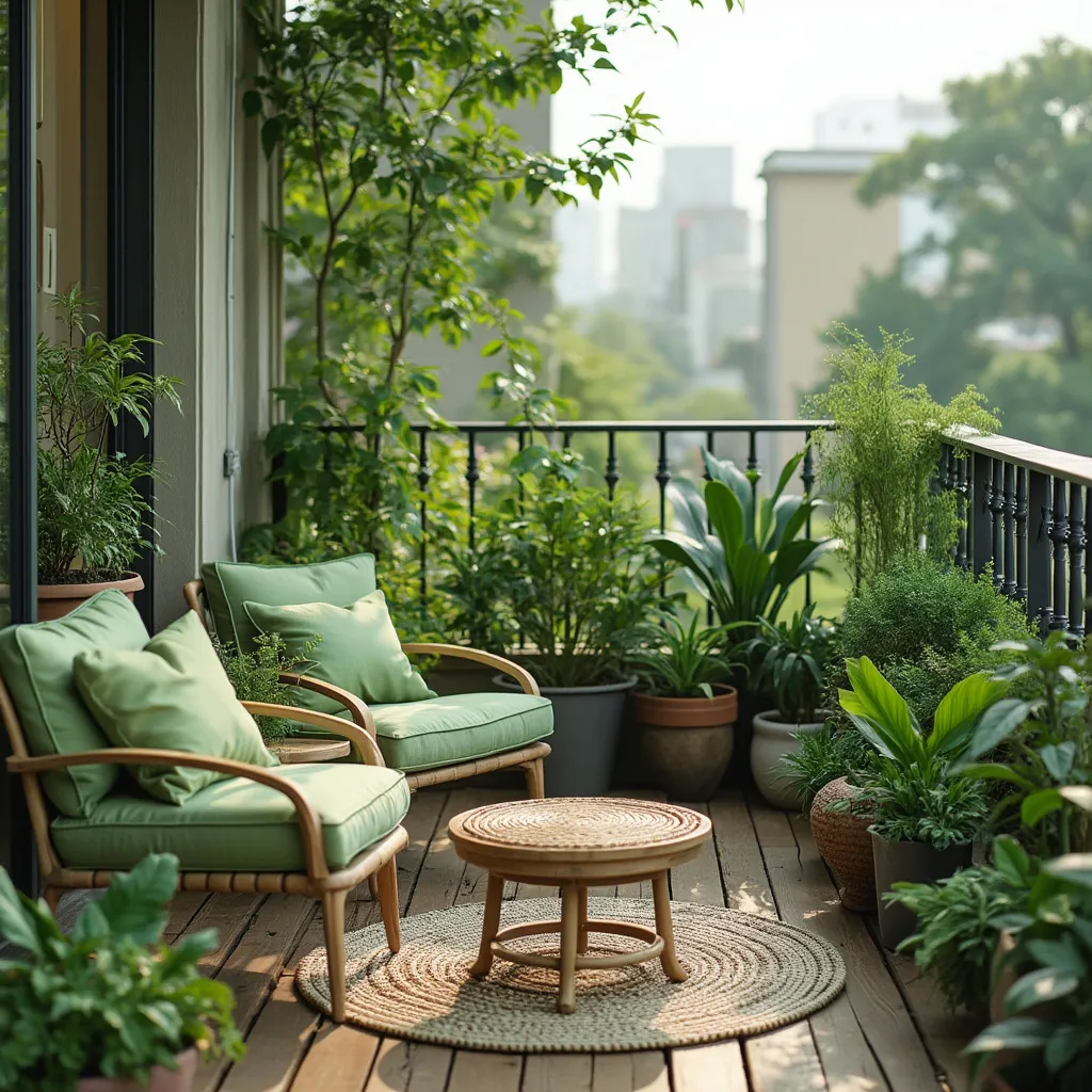 Zeleně upravený balkon pro relaxaci